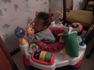 baby biting Mr. Sunshine