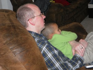 on Daddy's lap