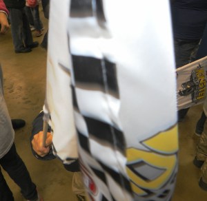 waving flag into camera