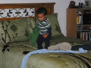 checking his handiwork